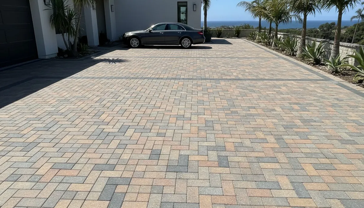 Interlocking paver driveway installation by professional landscapers in San Diego, CA
