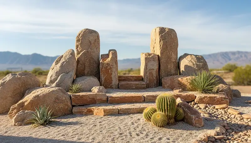 Decorative rock and boulder desertscape with gravel and stone accents by landscapers in San Diego, CA