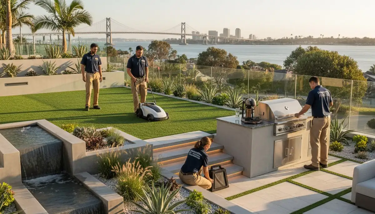 San Diego, CA landscaping crew providing professional landscape maintenance and installation services