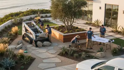 San Diego, CA landscaping crew providing professional yard maintenance and garden care