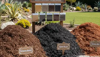 Brown, black, and red mulch options for San Diego CA landscaping by Chop Chop Landscaping