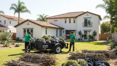 Professional yard debris hauling and clean up service in San Diego, CA by Chop Chop Landscaping
