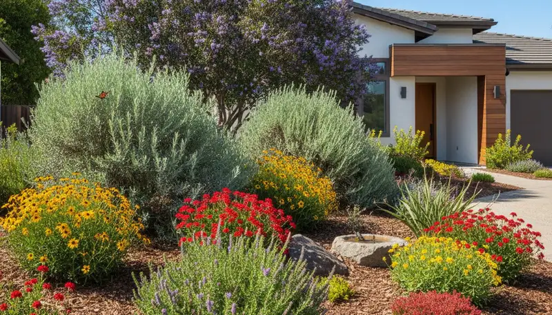 Sustainable native plant garden with drought-tolerant landscaping in San Diego, CA